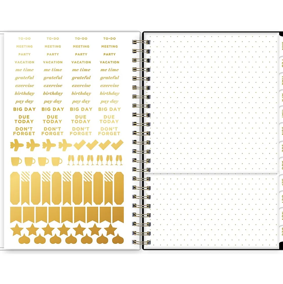 2025 Blue Sky Day Designer Swiss Dot 5" x 8" Weekly & Monthly Planner, Plastic Cover, Black/Gold (148135)