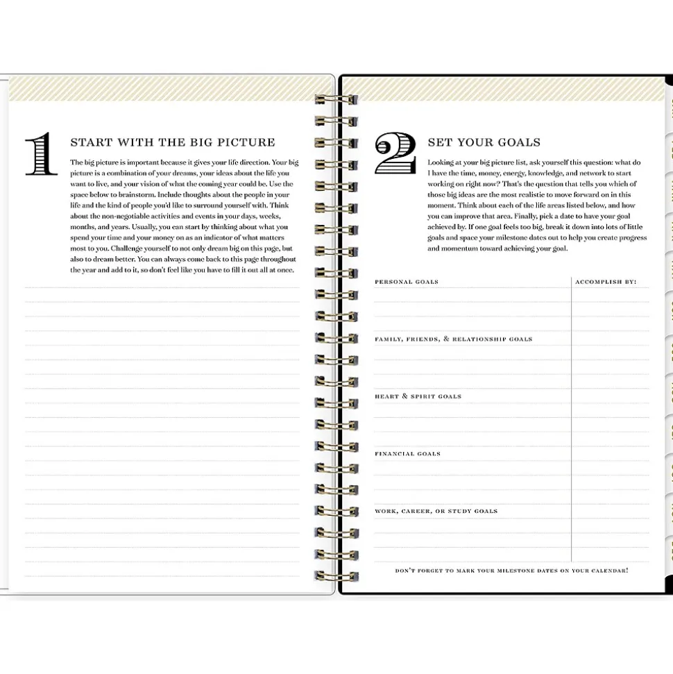2025 Blue Sky Day Designer Swiss Dot 5" x 8" Weekly & Monthly Planner, Plastic Cover, Black/Gold (148135)