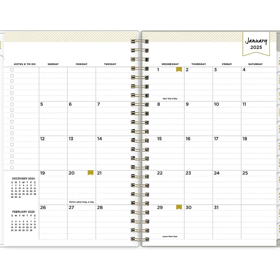 2025 Blue Sky Day Designer Tess 5" x 8" Weekly & Monthly Planner, Plastic Cover, Tan/Off-White (148145)
