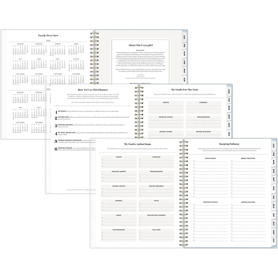 2025 Blue Sky Day Designer The Everygirl Evan Blue 8" x 10" Monthly Planner, Plastic Cover, Blue/White (150777)