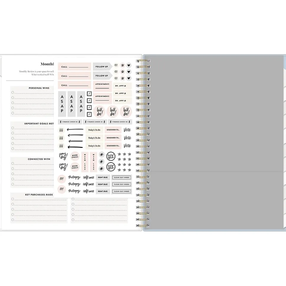 2025 Blue Sky Day Designer The Everygirl Evan Blue 8" x 10" Monthly Planner, Plastic Cover, Blue/White (150777)