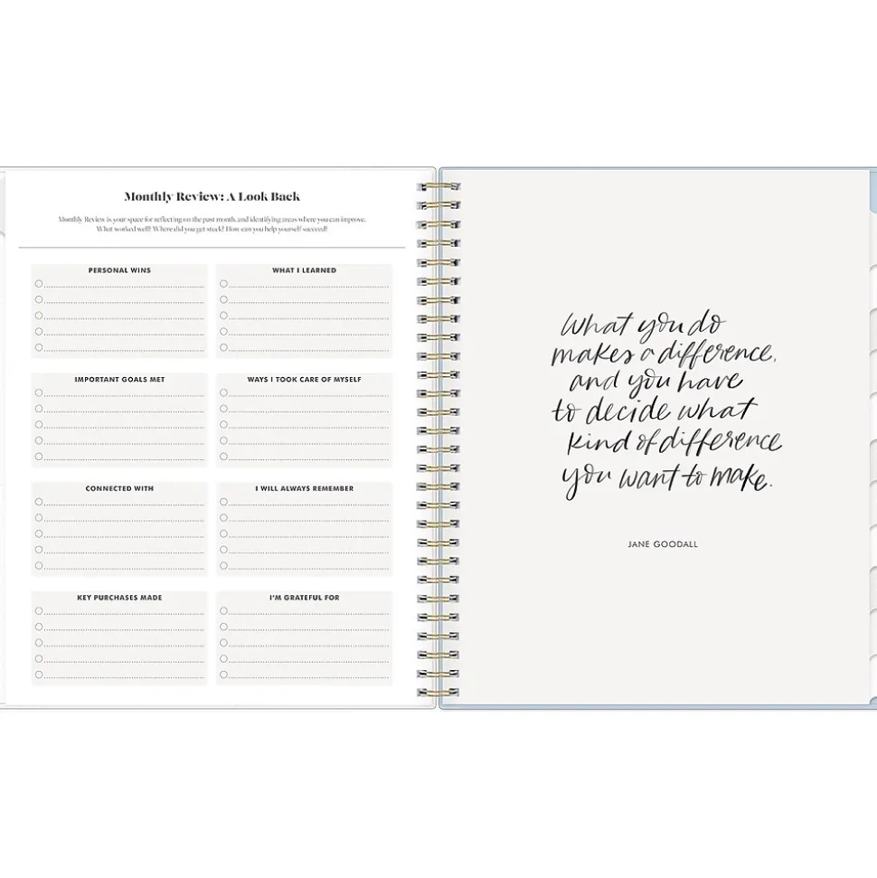 2025 Blue Sky Day Designer The Everygirl Evan Blue 8" x 10" Monthly Planner, Plastic Cover, Blue/White (150777)