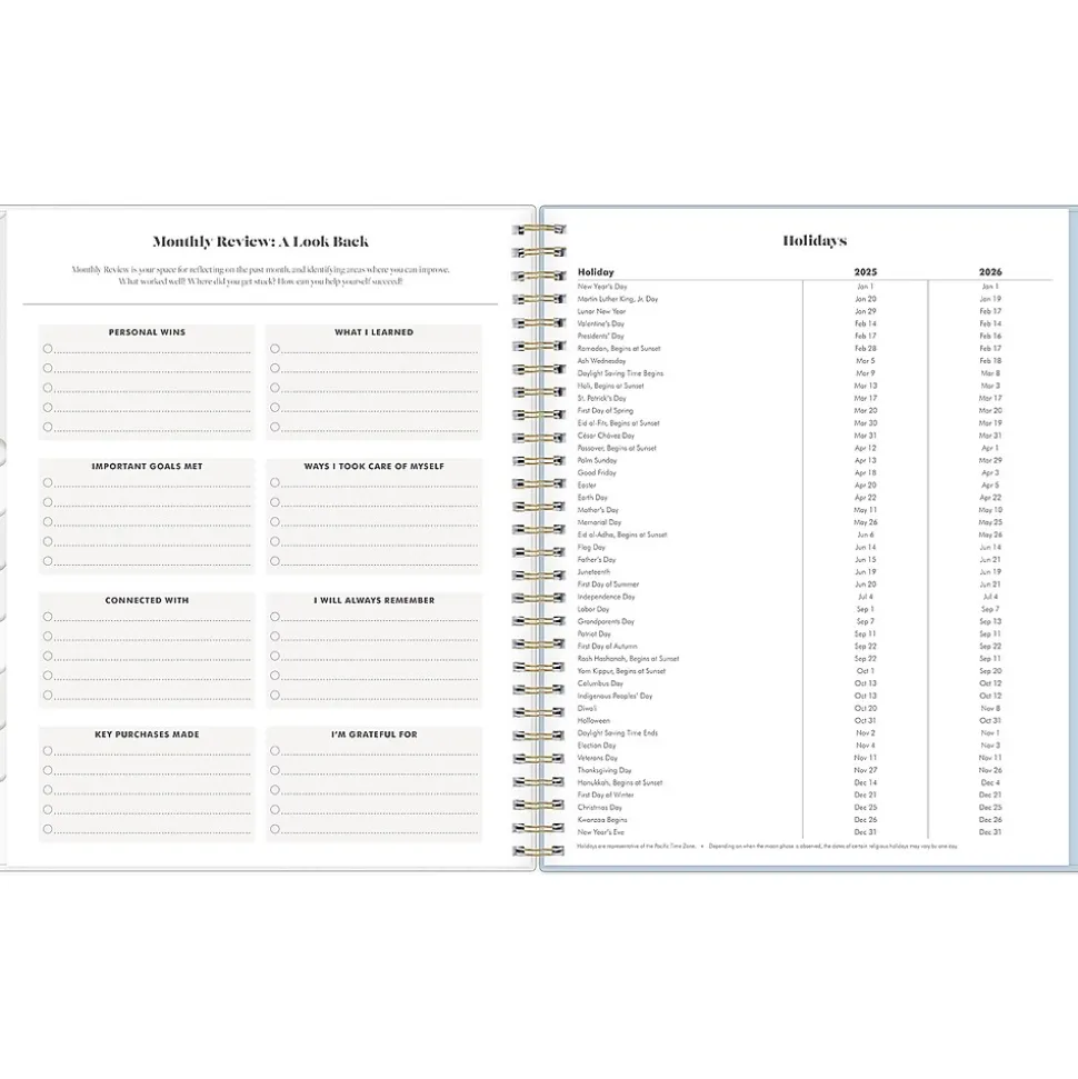 2025 Blue Sky Day Designer The Everygirl Evan Blue 8" x 10" Monthly Planner, Plastic Cover, Blue/White (150777)
