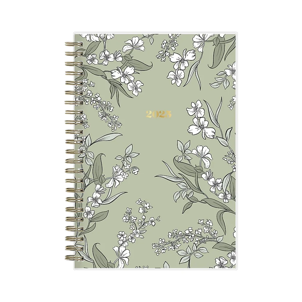 2025 Blue Sky Day Designer The Everygirl Tuberose 5" x 8" Weekly & Monthly Planner, Plastic Cover, Green/White (150776)