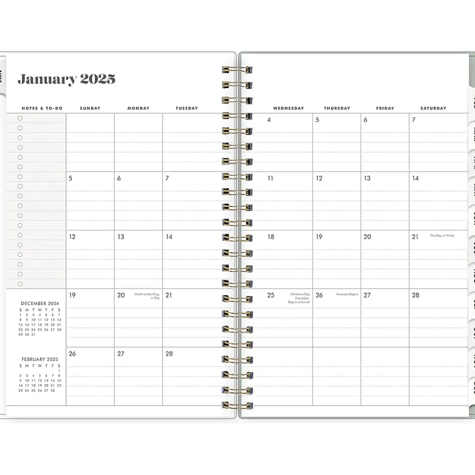 2025 Blue Sky Day Designer The Everygirl Tuberose 5" x 8" Weekly & Monthly Planner, Plastic Cover, Green/White (150776)