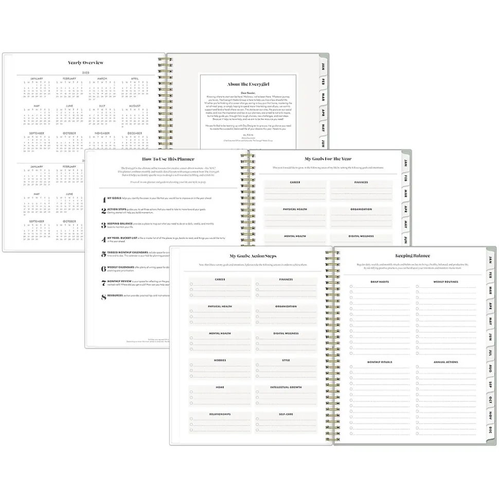 2025 Blue Sky Day Designer The Everygirl Tuberose 8.5" x 11" Weekly Planner, Plastic Cover, Green/White (150775)