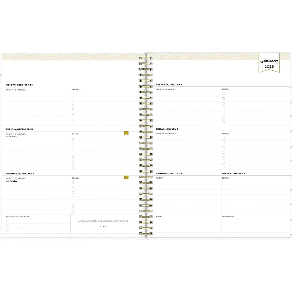 2025 Blue Sky Day Designer Tile 8.5" x 11" Weekly & Monthly Planner, Plastic Cover, Blue/White (101411-25)