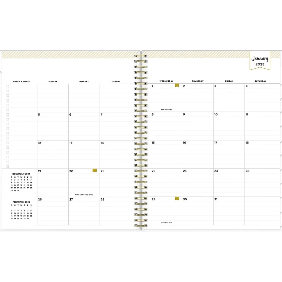 2025 Blue Sky Day Designer Tile 8.5" x 11" Weekly & Monthly Planner, Plastic Cover, Blue/White (101411-25)