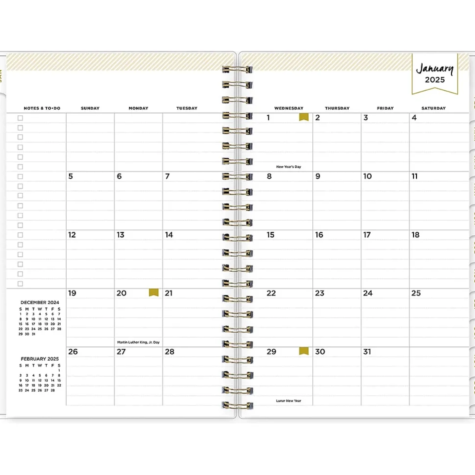 2025 Blue Sky Day Designer Tile 5" x 8" Weekly & Monthly Planner, Plastic Cover, Blue/White (101410-25)