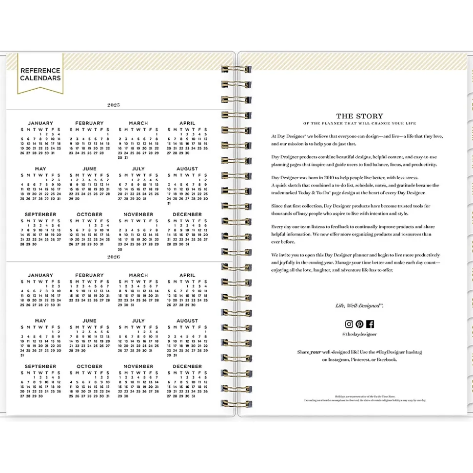 2025 Blue Sky Day Designer Tile 5" x 8" Weekly & Monthly Planner, Plastic Cover, Blue/White (101410-25)