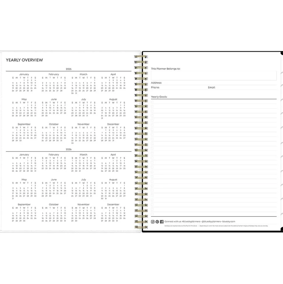 2025 Blue Sky Deelie 8.5" x 11" Weekly & Monthly Planner, Plastic Cover, White/Gray (152249)