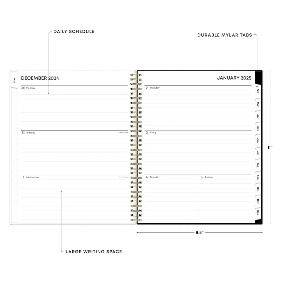 2025 Blue Sky Deelie 8.5" x 11" Weekly & Monthly Planner, Plastic Cover, White/Gray (152249)
