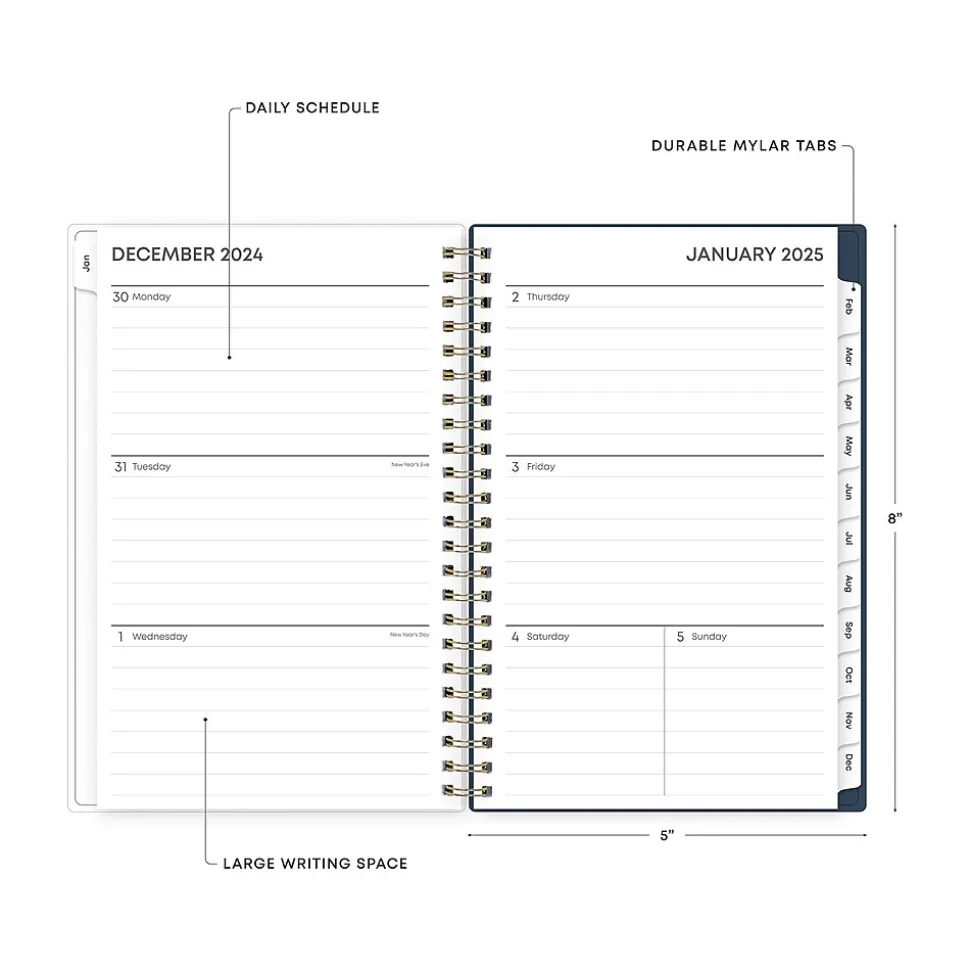 2025 Blue Sky Dellania 5" x 8" Weekly & Monthly Planner, Plastic Cover, Multicolor (148215)