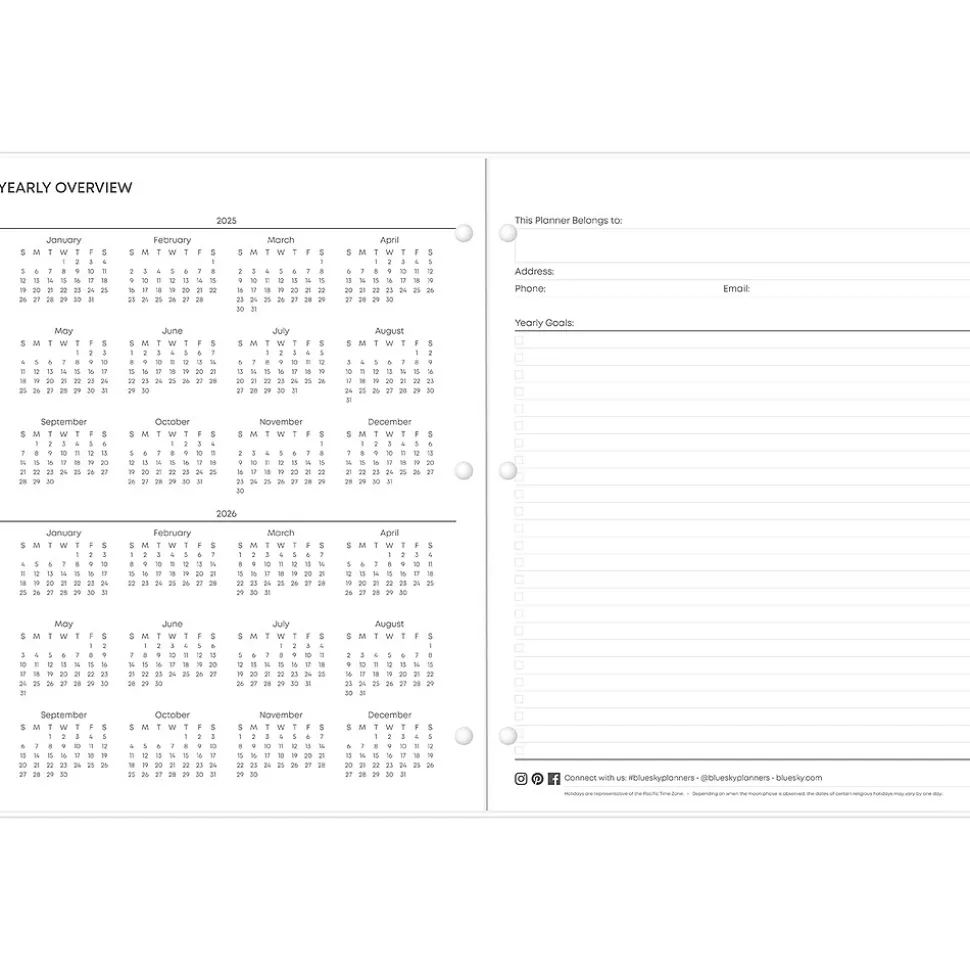 2025 Blue Sky Effine 8.5" x 11" Monthly Planner, Plastic Cover, Green (147940)