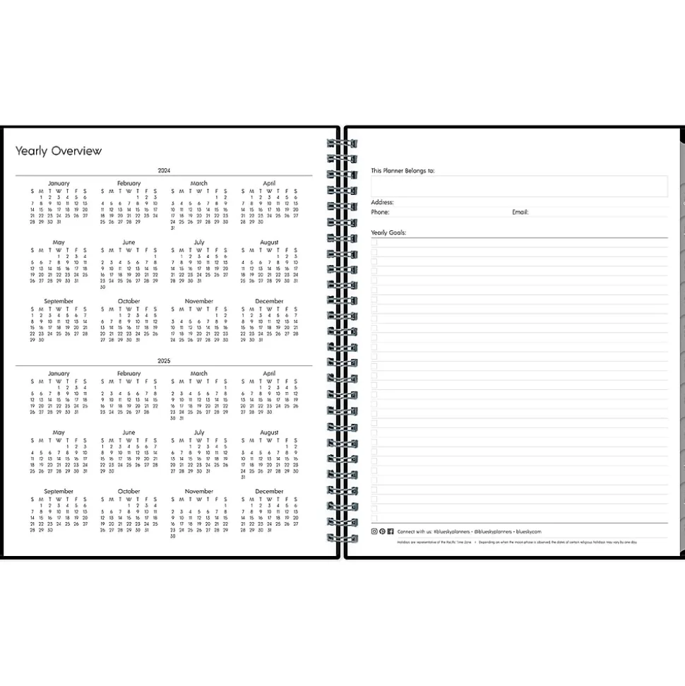2024-2025 Blue Sky Enterprise 7" x 9" Academic Weekly & Monthly Planner, Plastic Cover, Black (131982-A25)