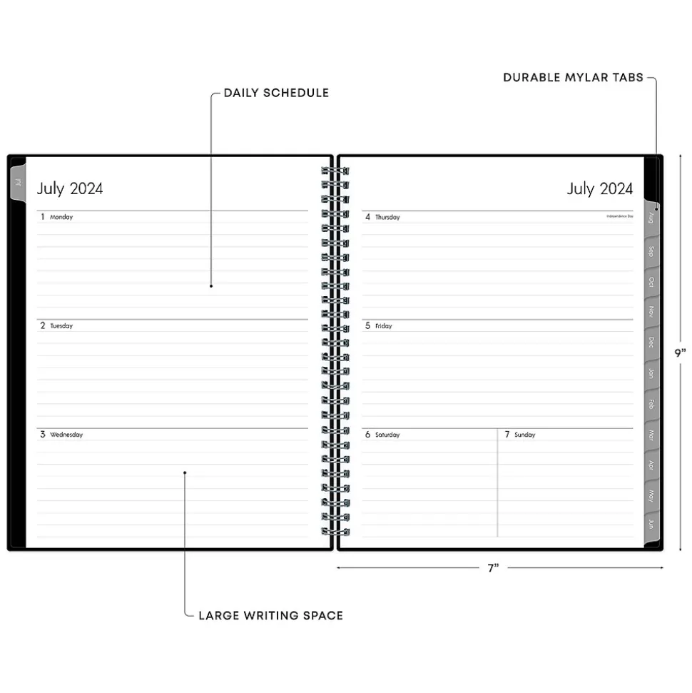 2024-2025 Blue Sky Enterprise 7" x 9" Academic Weekly & Monthly Planner, Plastic Cover, Black (131982-A25)