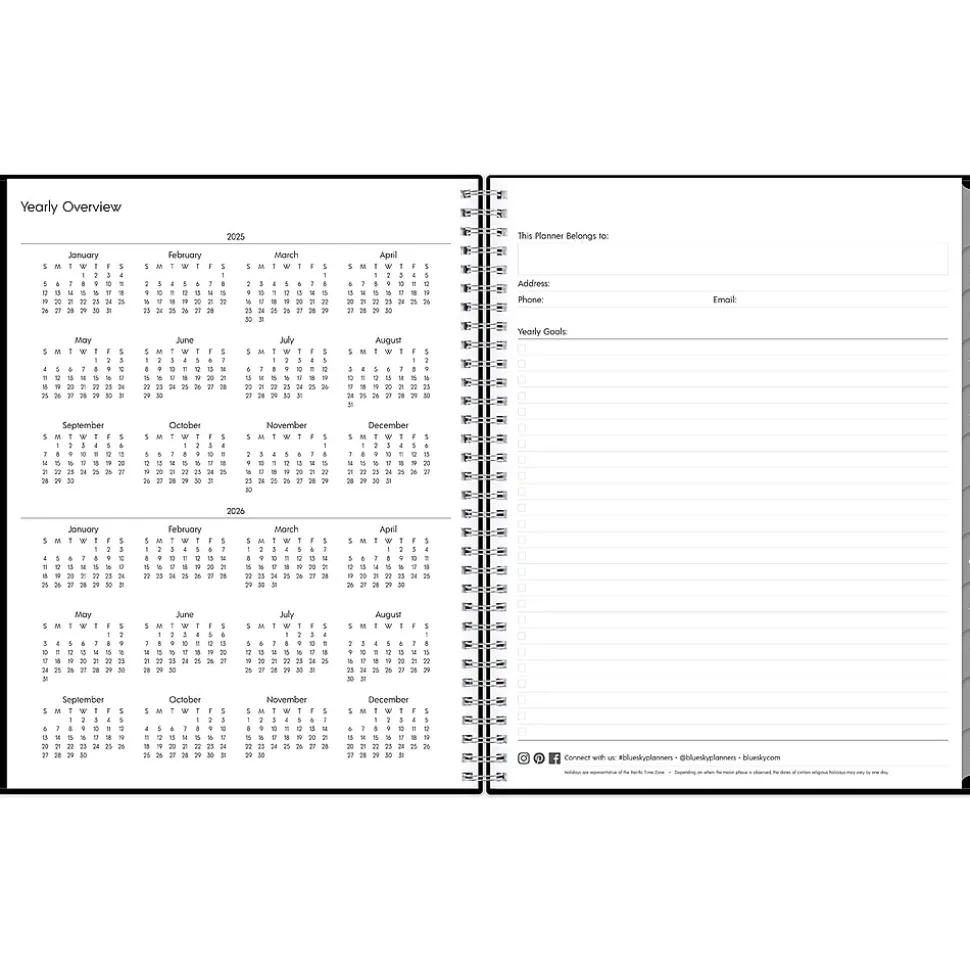 2025 Blue Sky Enterprise 8.5" x 11" Weekly & Monthly Appointment Book, Plastic Cover, Black (111289-25)