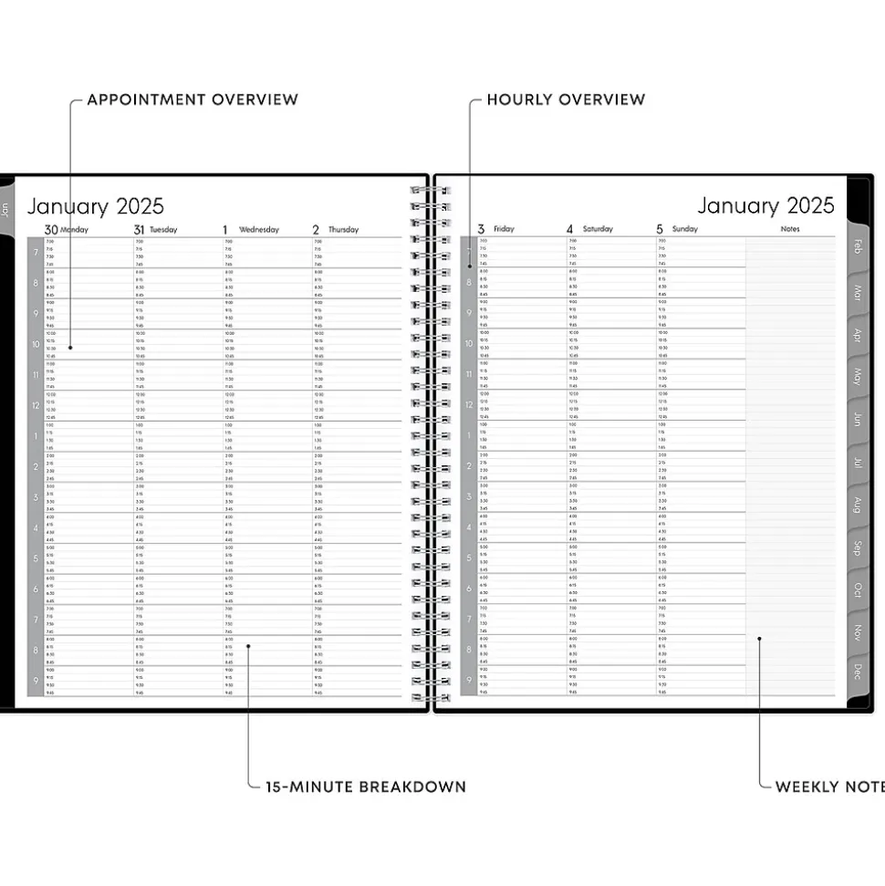 2025 Blue Sky Enterprise 8.5" x 11" Weekly & Monthly Appointment Book, Plastic Cover, Black (111289-25)
