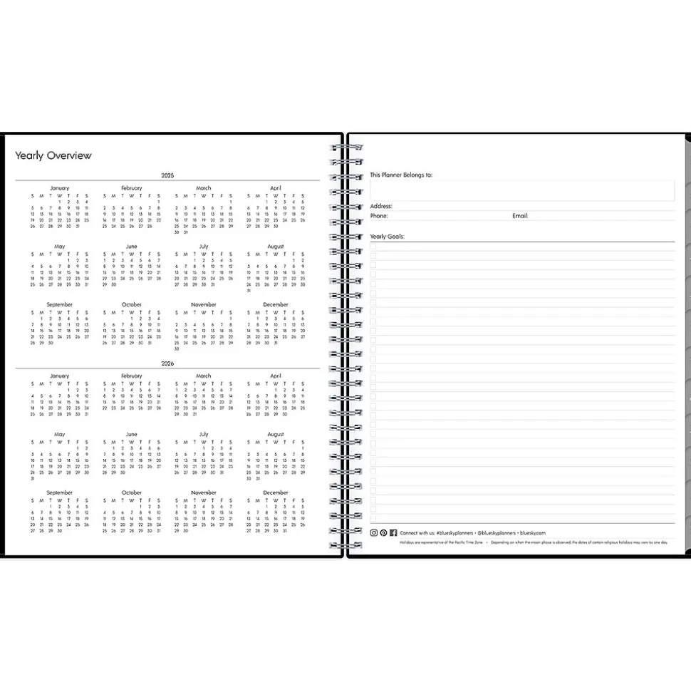 2025 Blue Sky Enterprise 8" x 10" Monthly Planner, Plastic Cover, Black (131794-25)