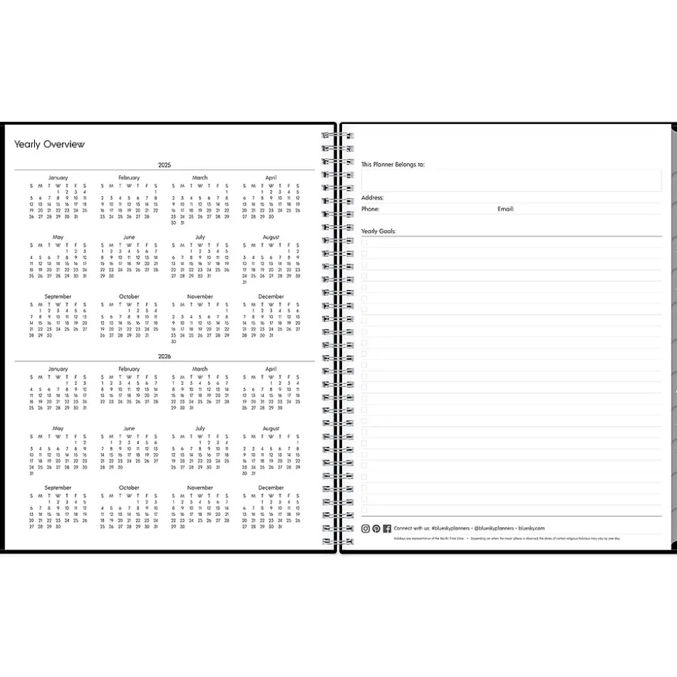 2025 Blue Sky Enterprise 8.5" x 11" Weekly & Monthly Planner, Plastic Cover, Black (111288-25)