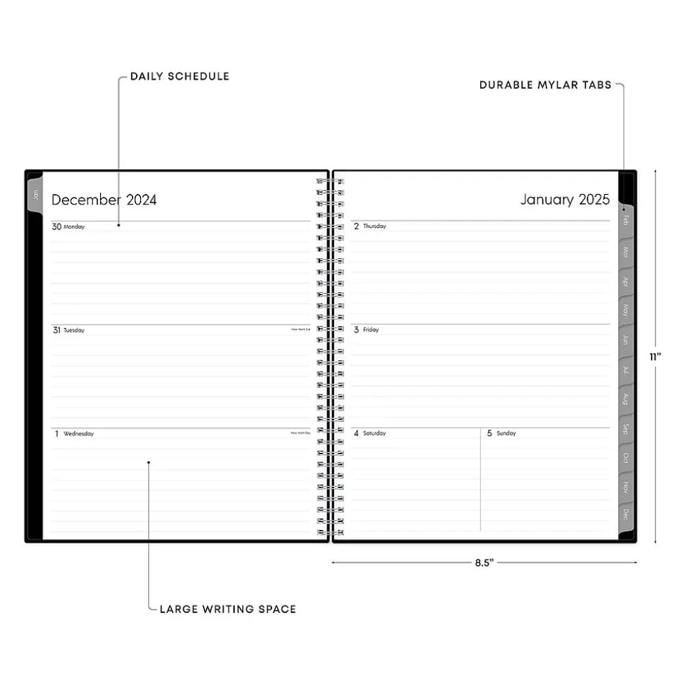 2025 Blue Sky Enterprise 8.5" x 11" Weekly & Monthly Planner, Plastic Cover, Black (111288-25)