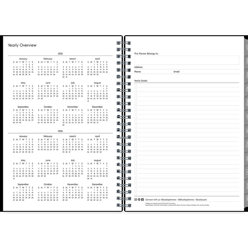 2025 Blue Sky Enterprise 5.88" x 8.63" Weekly & Monthly Planner, Plastic Cover, Black (131793-25)