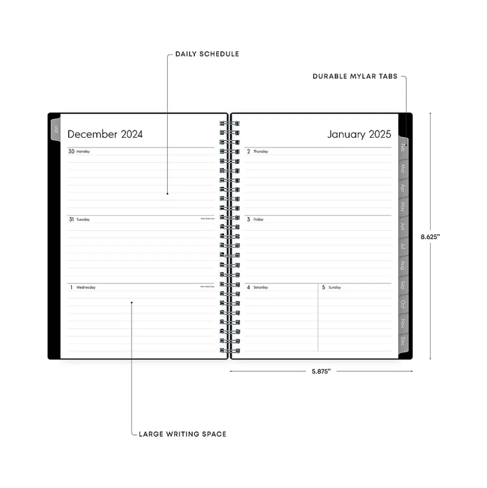 2025 Blue Sky Enterprise 5.88" x 8.63" Weekly & Monthly Planner, Plastic Cover, Black (131793-25)