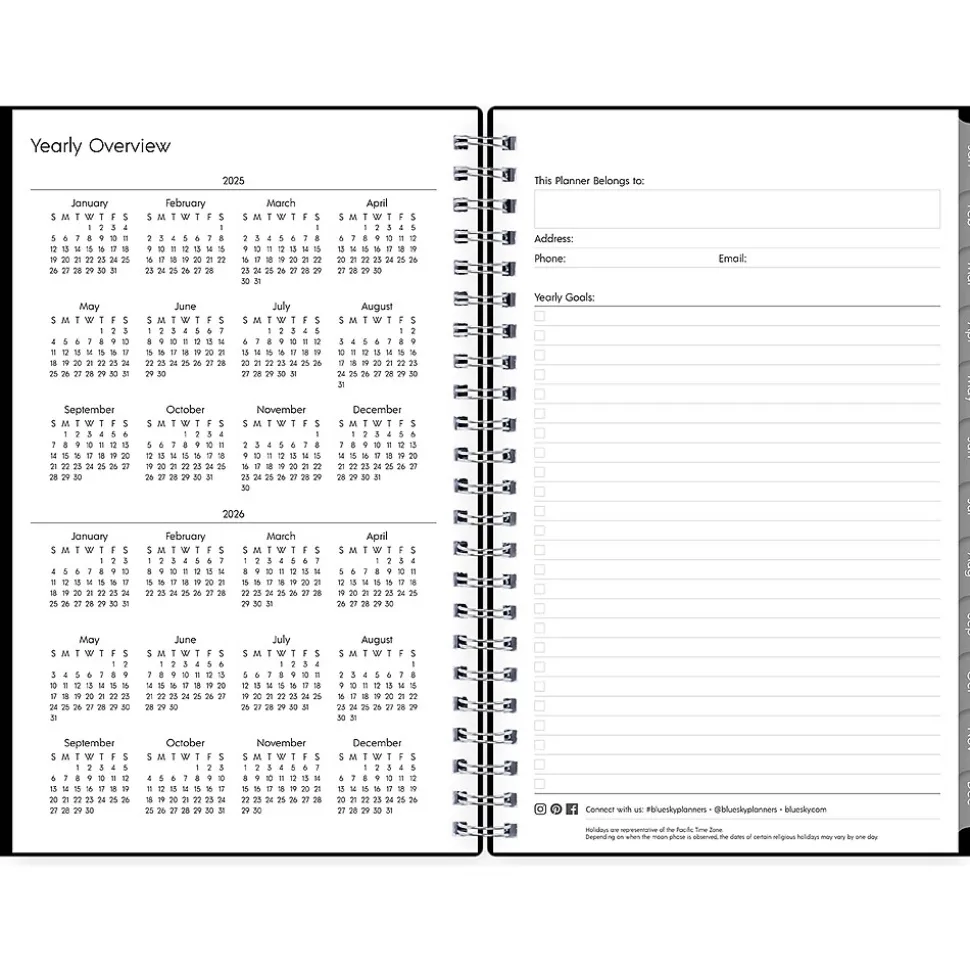 2025 Blue Sky Enterprise 5" x 8" Weekly & Monthly Planner, Plastic Cover, Black (111291-25)