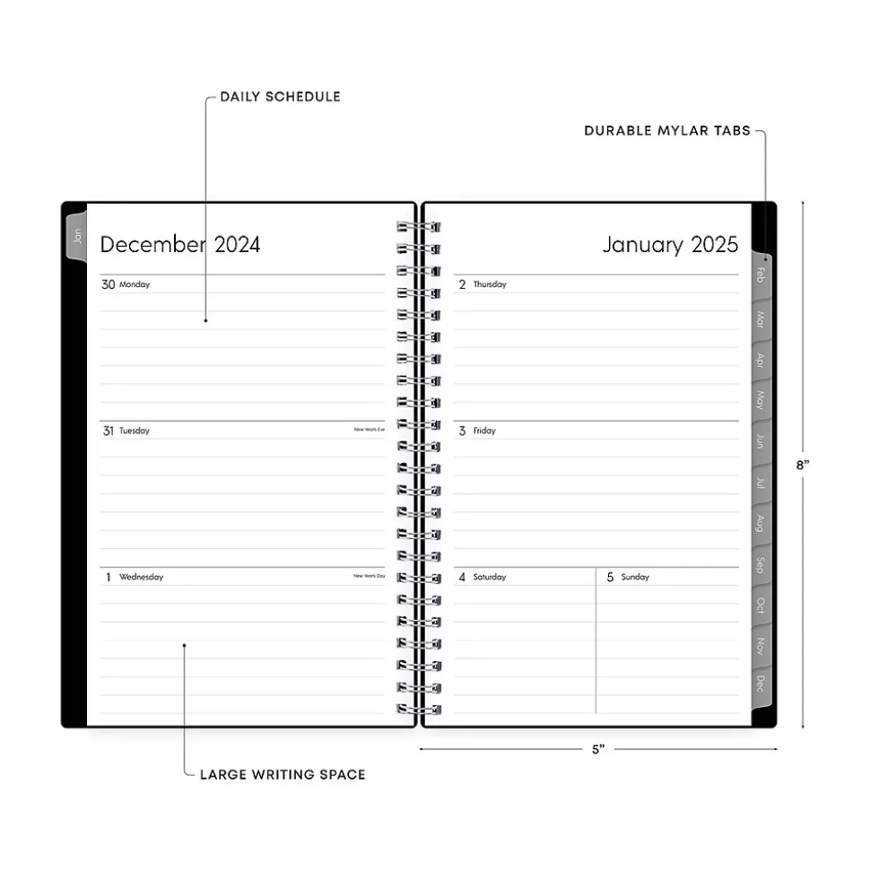 2025 Blue Sky Enterprise 5" x 8" Weekly & Monthly Planner, Plastic Cover, Black (111291-25)