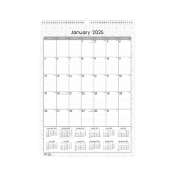 2025 Blue Sky Enterprise 12" x 17" Monthly Wall Calendar, White/Gray (117373-25)