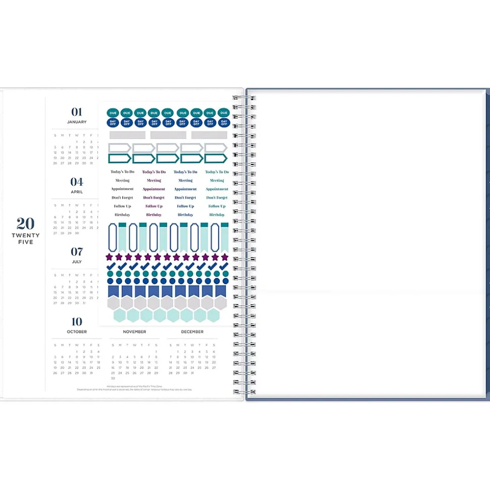 2025 Blue Sky inkWELL Press Chevy Fog 8.5" x 11" Weekly & Monthly Planner, Plastic Cover, Gray/White (147980)