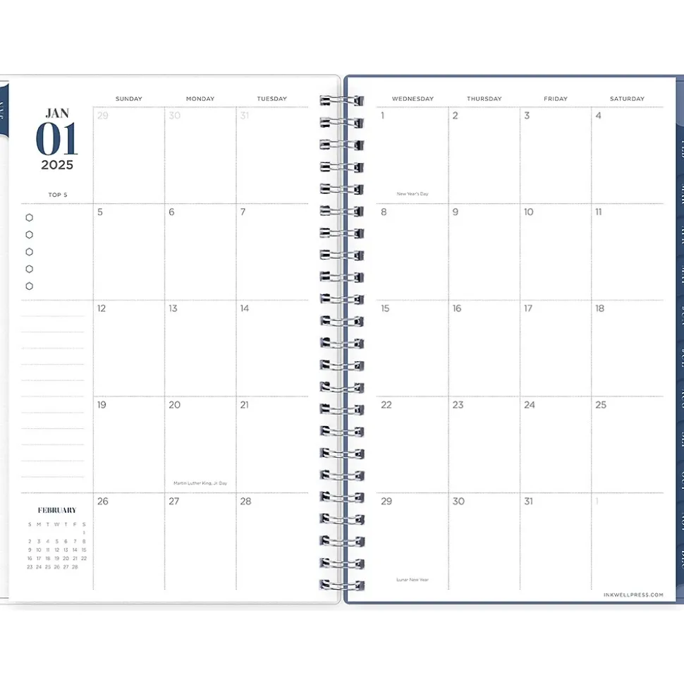 2025 Blue Sky inkWELL Press Chevy Fog 5" x 8" Weekly & Monthly Planner, Plastic Cover, Gray/White (152186)