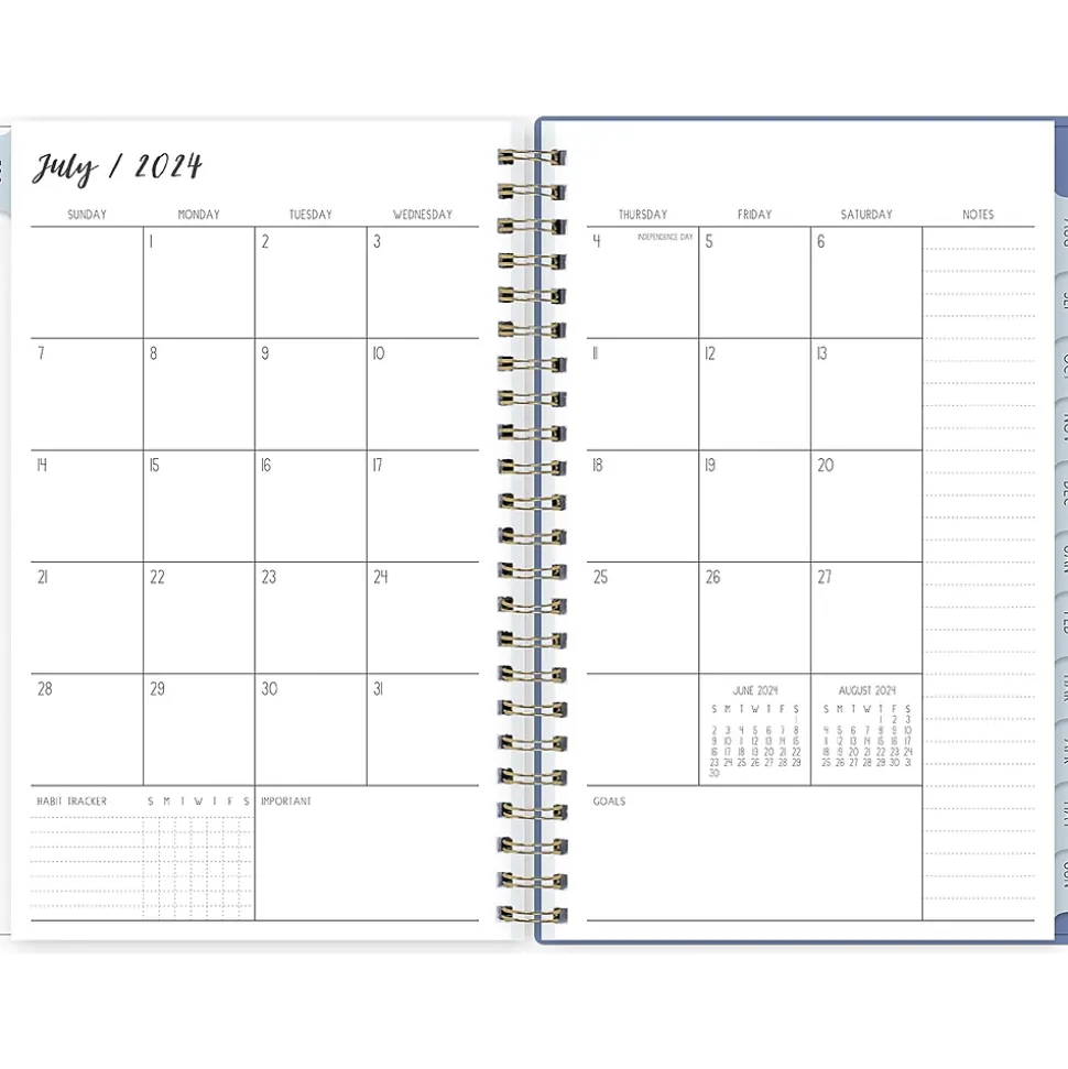 2024-2025 Blue Sky Ivory Paper Co Julieanne 5" x 8" Academic Weekly & Monthly Planner, Plastic Cover, Multicolor (146888)