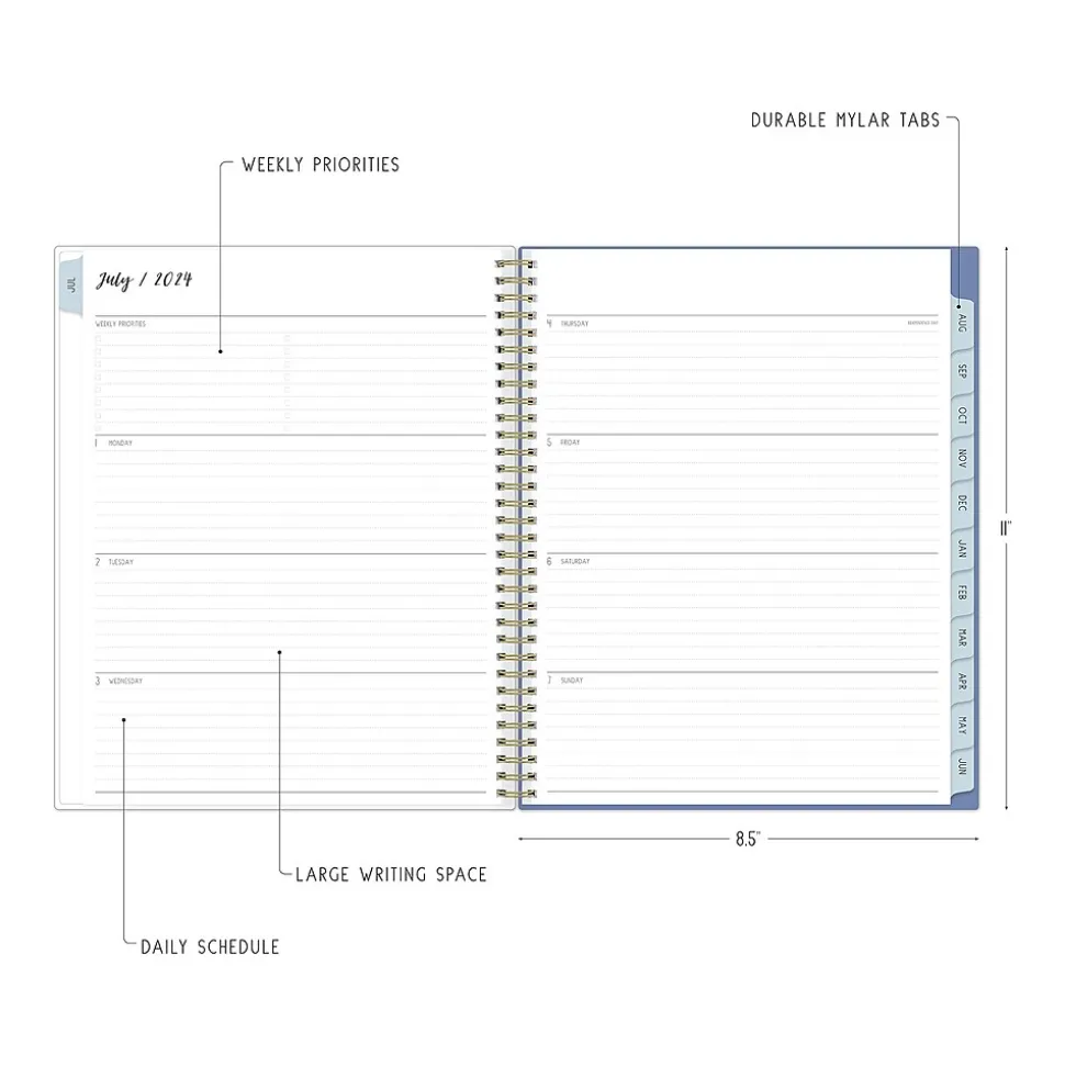 2024-2025 Blue Sky Ivory Paper Co Julieanne 8.5" x 11" Academic Weekly & Monthly Planner, Plastic Cover, Multicolor (146880)
