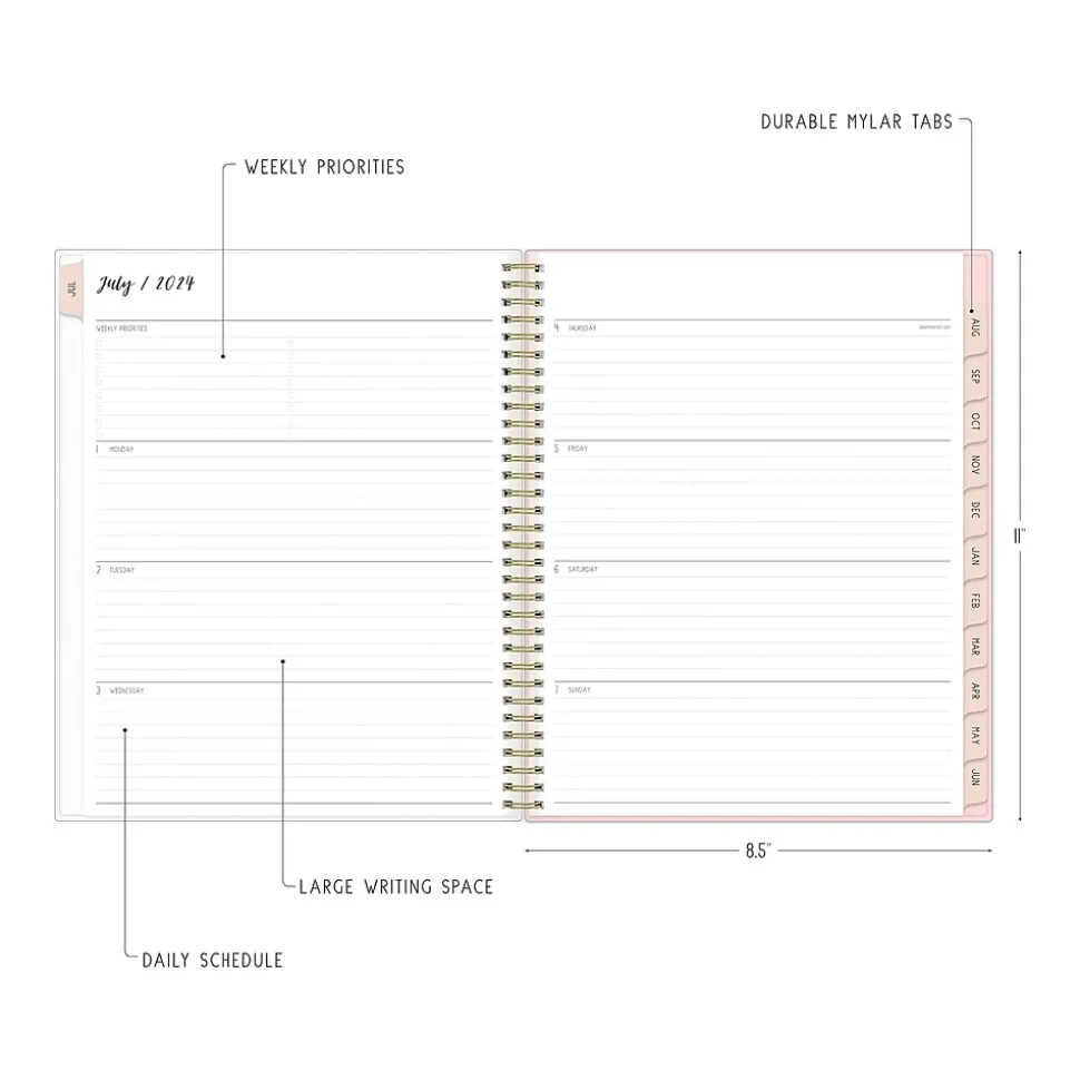 2024-2025 Blue Sky Ivory Paper Co Sammi 8.5" x 11" Academic Weekly & Monthly Planner, Plastic Cover, Multicolor (146874)
