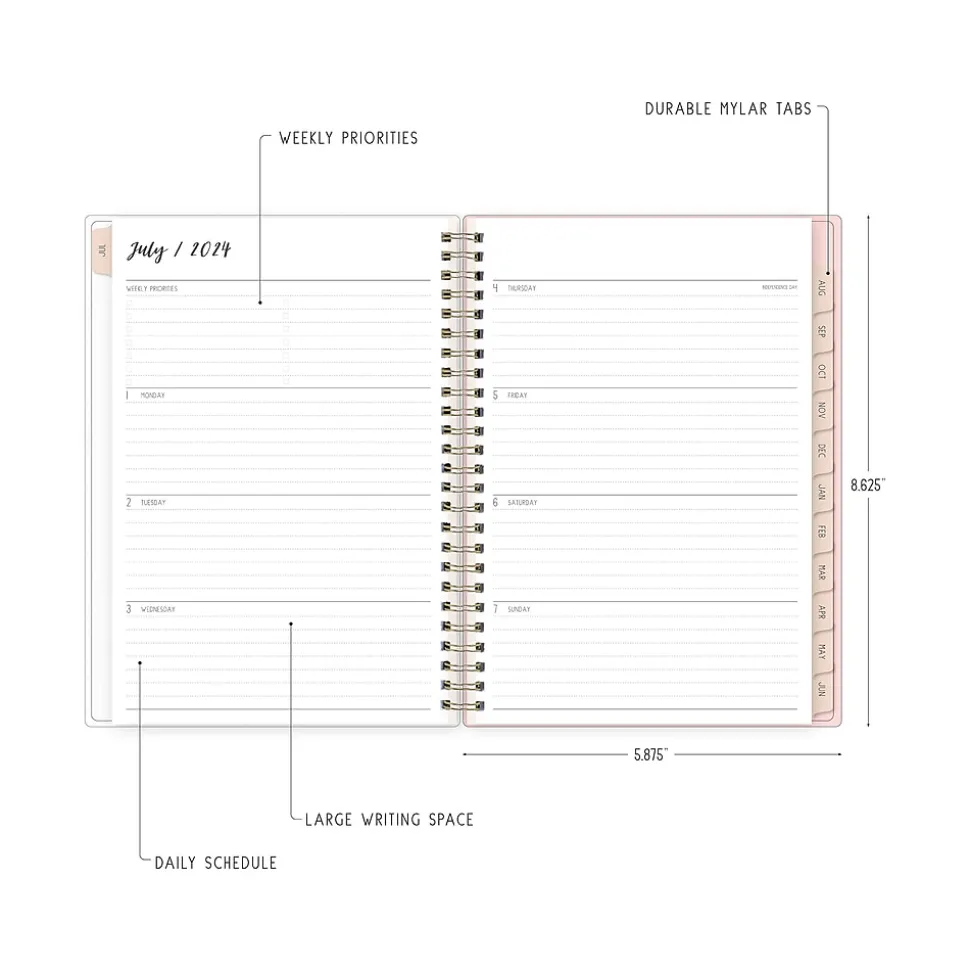 2024-2025 Blue Sky Ivory Paper Co Sammi 5.88" x 8.63" Academic Weekly & Monthly Planner, Plastic Cover, Multicolor (146884)