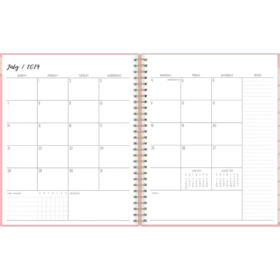 2024-2025 Blue Sky Ivory Paper Co Flamingo Pink 8" x 10" Academic Monthly Planner, Plastic Cover (146896)