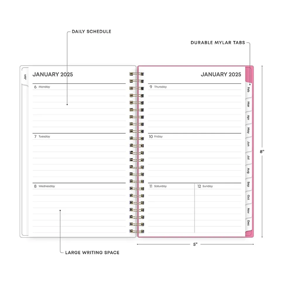 2025 Blue Sky Juno Pink 5" x 8" Weekly & Monthly Planner, Plastic Cover, Multicolor (152265)