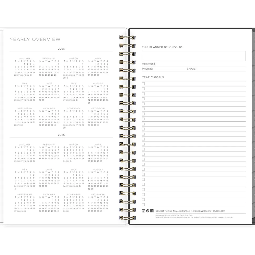 2025 Blue Sky Kelly Ventura Midnight Garden 5" x 8" Weekly & Monthly Planner, Plastic Cover, Multicolor (140946-25)