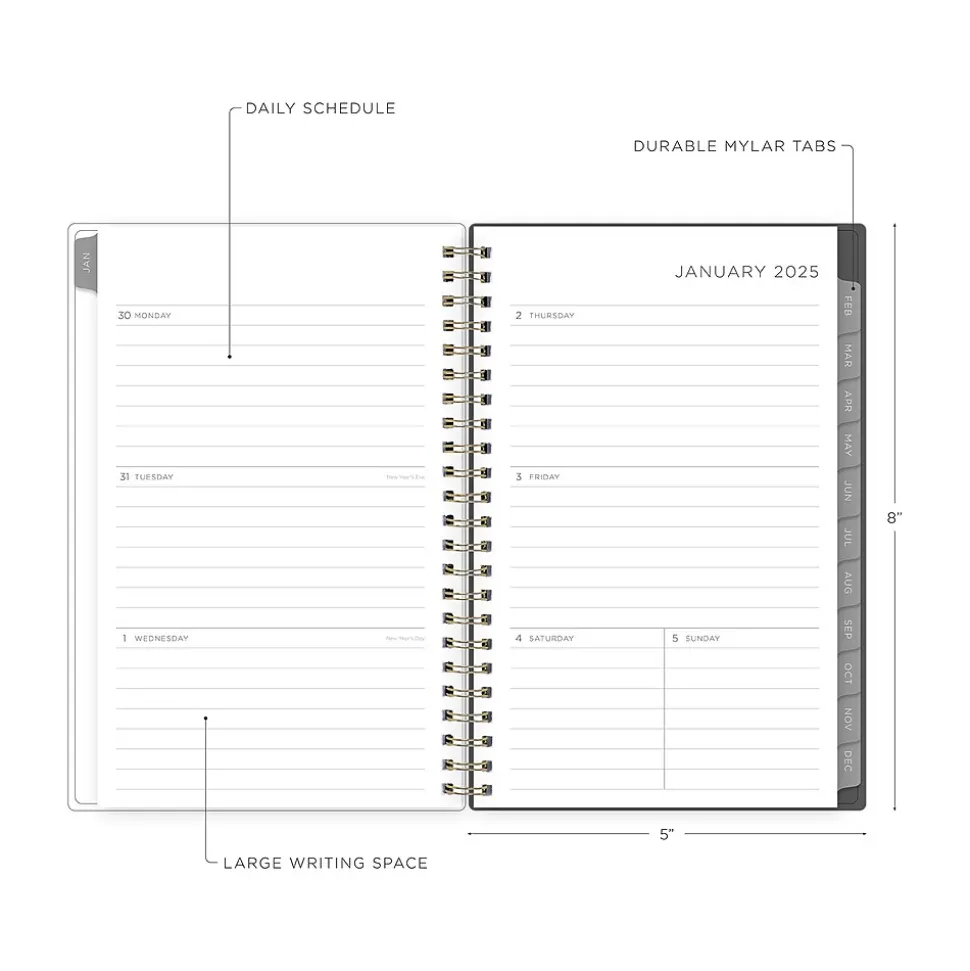2025 Blue Sky Kelly Ventura Midnight Garden 5" x 8" Weekly & Monthly Planner, Plastic Cover, Multicolor (140946-25)