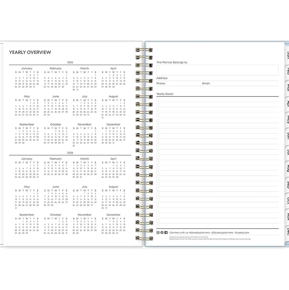 2025 Blue Sky Kiera 5.88" x 8.63" Weekly & Monthly Planner, Plastic Cover, Multicolor (152469)
