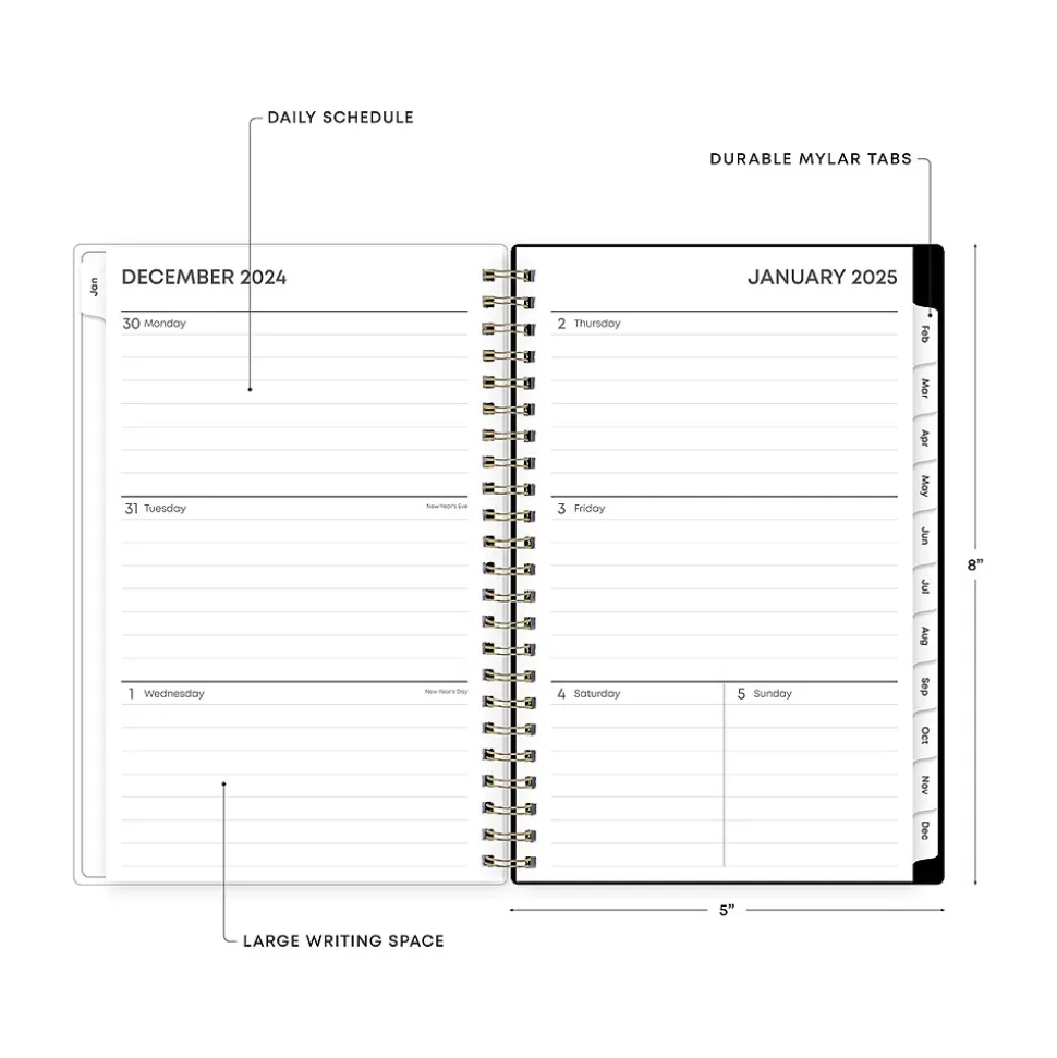 2025 Blue Sky Laina Dark 5" x 8" Weekly & Monthly Planner, Plastic Cover, Green/Black (148233)