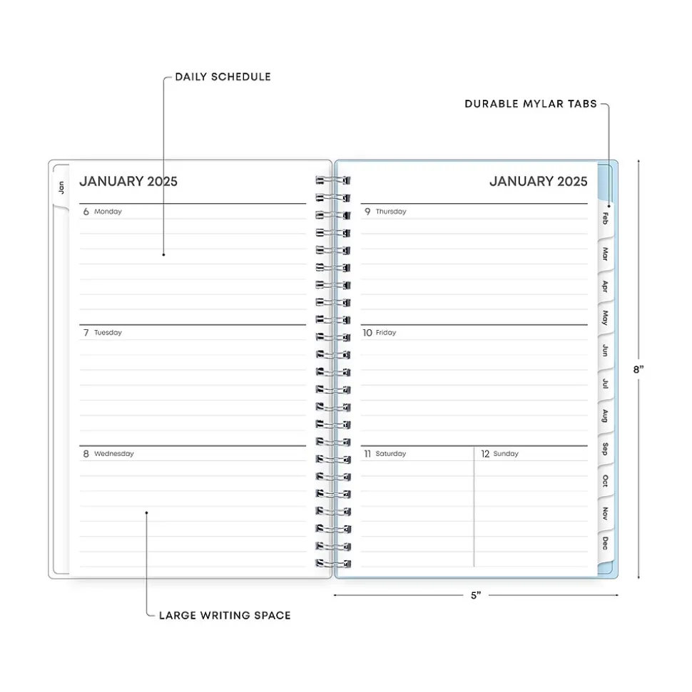 2025 Blue Sky Larah Blue 5" x 8" Weekly & Monthly Planner, Plastic Cover, Multicolor (152264)