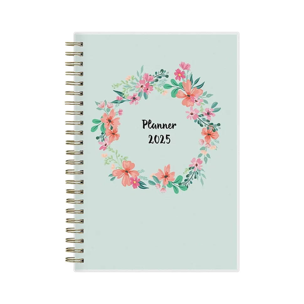 2025 Blue Sky Laurel 5" x 8" Weekly & Monthly Planner, Plastic Cover, Multicolor (135895-25)