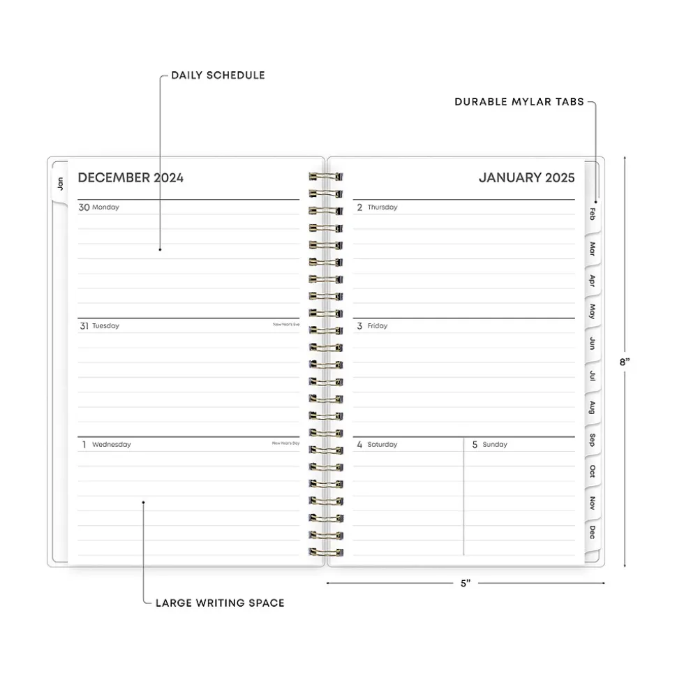 2025 Blue Sky Laurel 5" x 8" Weekly & Monthly Planner, Plastic Cover, Multicolor (135895-25)