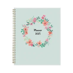 2025 Blue Sky Laurel 8.5" x 11" Weekly & Monthly Planner, Plastic Cover, Mint Green (135842-25)