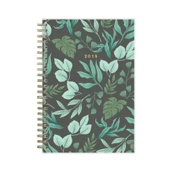 2025 Blue Sky Leafy Lounge 5" x 8" Weekly & Monthly Planner, Plastic Cover, Green/Gray (147931)