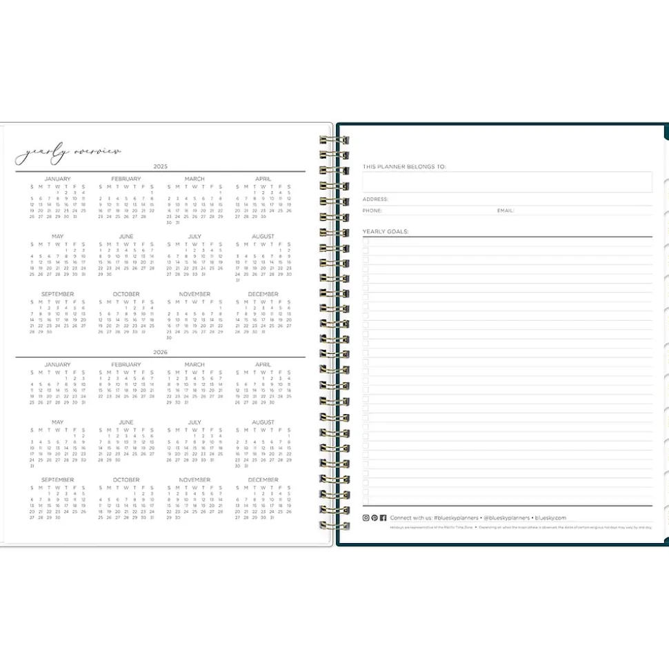 2025 Blue Sky Life-Note It Marina 7" x 9" Weekly & Monthly Planner, Plastic Cover, Blue (139480-25)