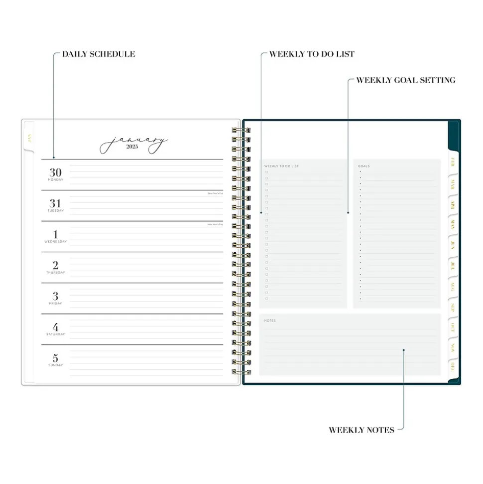 2025 Blue Sky Life-Note It Marina 7" x 9" Weekly & Monthly Planner, Plastic Cover, Blue (139480-25)