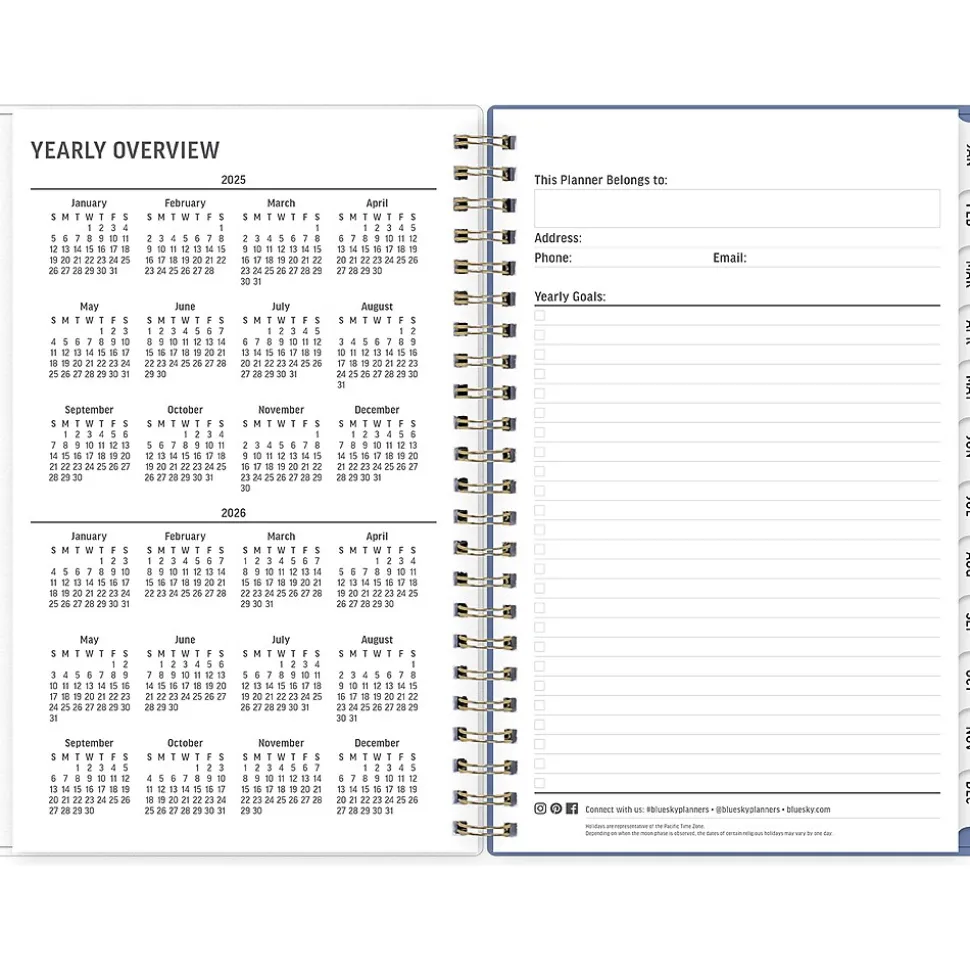 2025 Blue Sky Nalakina 5" x 8" Weekly & Monthly Planner, Plastic Cover, Blue (152240)